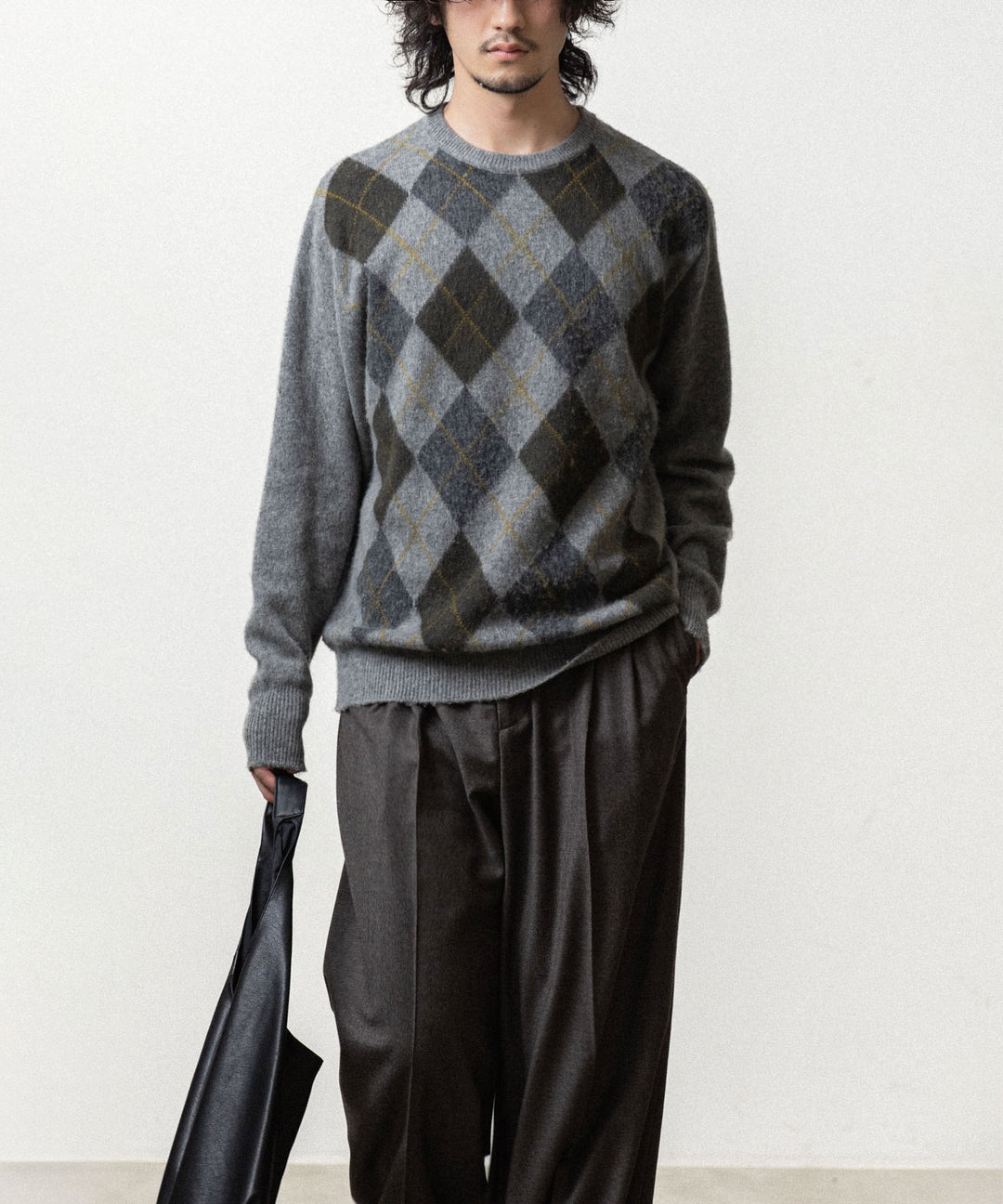 ssstein(シュタイン)のFINE WOOL ARGYLE KNIT CREW NECK LS - LIGHT GREY MULTIの公式通販サイトsession福岡セレクトショップ