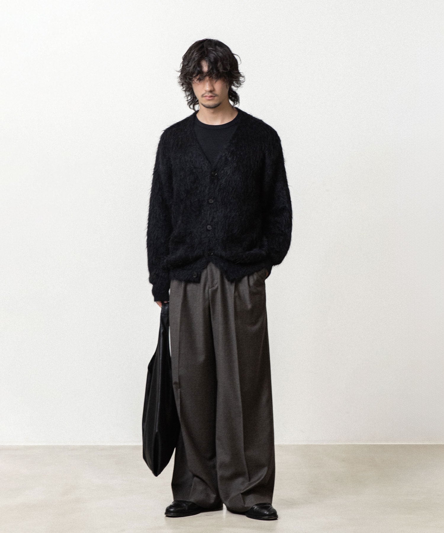 ssstein / シュタイン】KID MOHAIR KNIT V NECK CARDIGAN - BLACK