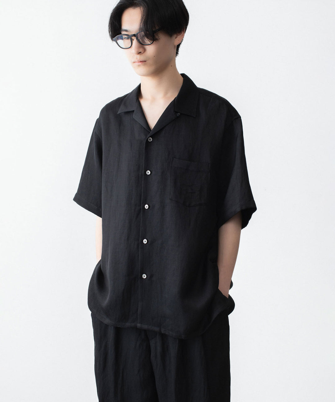 ssstein(シュタイン)のVIS/LI BRIGHT TWILL OVERSIZED OPEN COLLAR SS SHIRT - BLACKの公式通販サイトsession福岡セレクトショップ