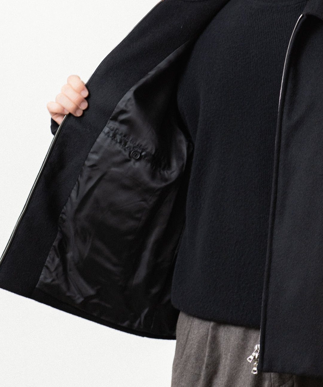 ssstein(シュタイン)のWOOL CASHMERE ZIP SHORT JACKET - BLACKの公式通販サイトsession福岡セレクトショップ