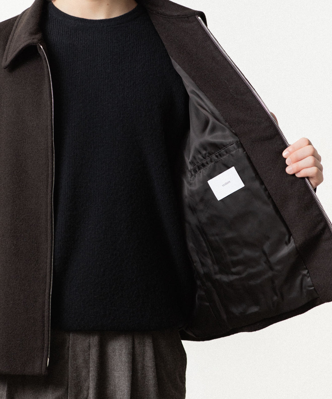 ssstein(シュタイン)のWOOL CASHMERE ZIP SHORT JACKET - DARK BROWNの公式通販サイトsession福岡セレクトショップ