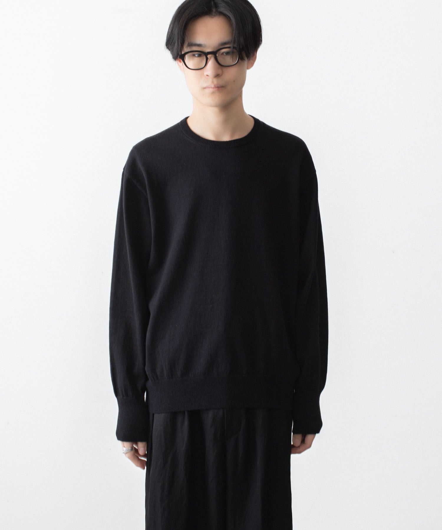 ssstein / シュタイン】ORGANIC COTTON KNIT CREW NECK LS - BLACK