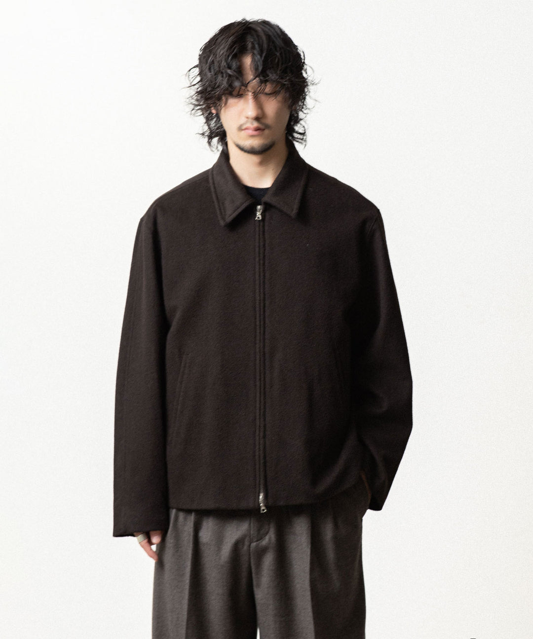 ssstein(シュタイン)のWOOL CASHMERE ZIP SHORT JACKET - DARK BROWNの公式通販サイトsession福岡セレクトショップ