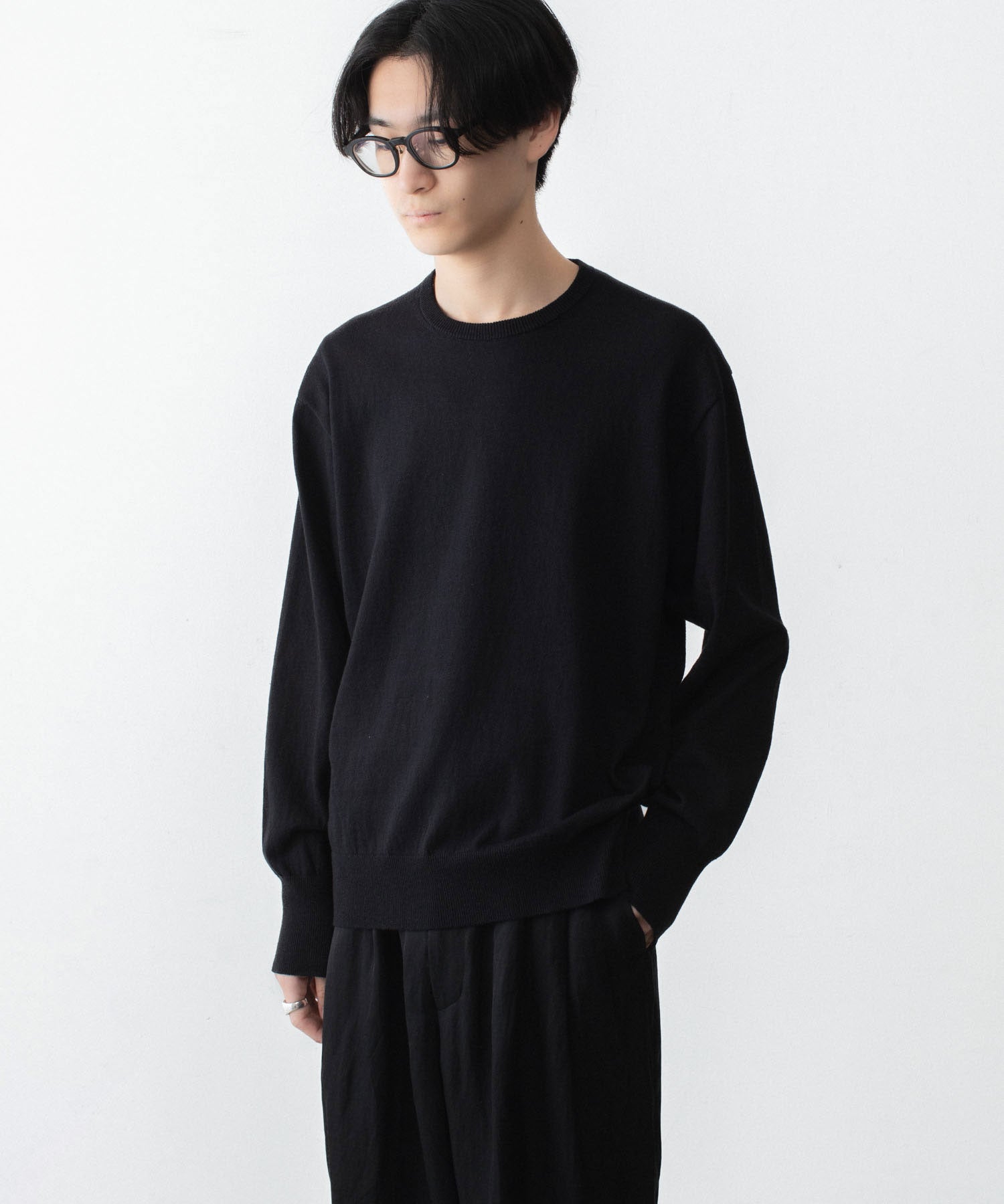 STEIN CREW NECK KNIT LSクルーネックニット ssstein / シュタイン】ORGANIC COTTON KNIT CREW NECK LS - BLACK