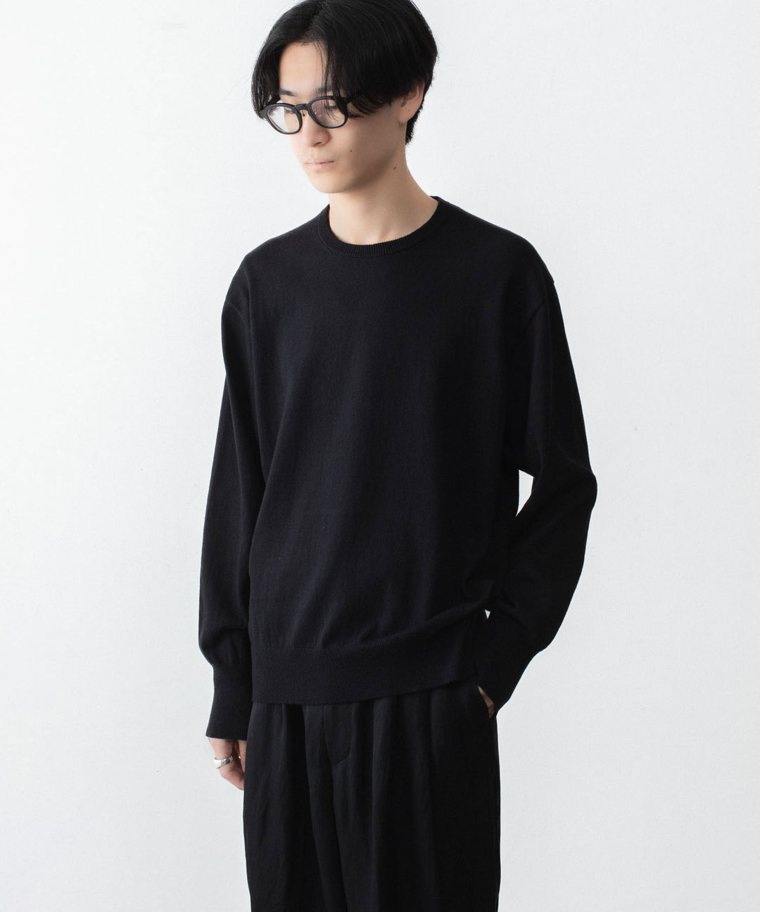 ssstein(シュタイン)のORGANIC COTTON KNIT CREW NECK LS - BLACKの公式通販サイトsession福岡セレクトショップ