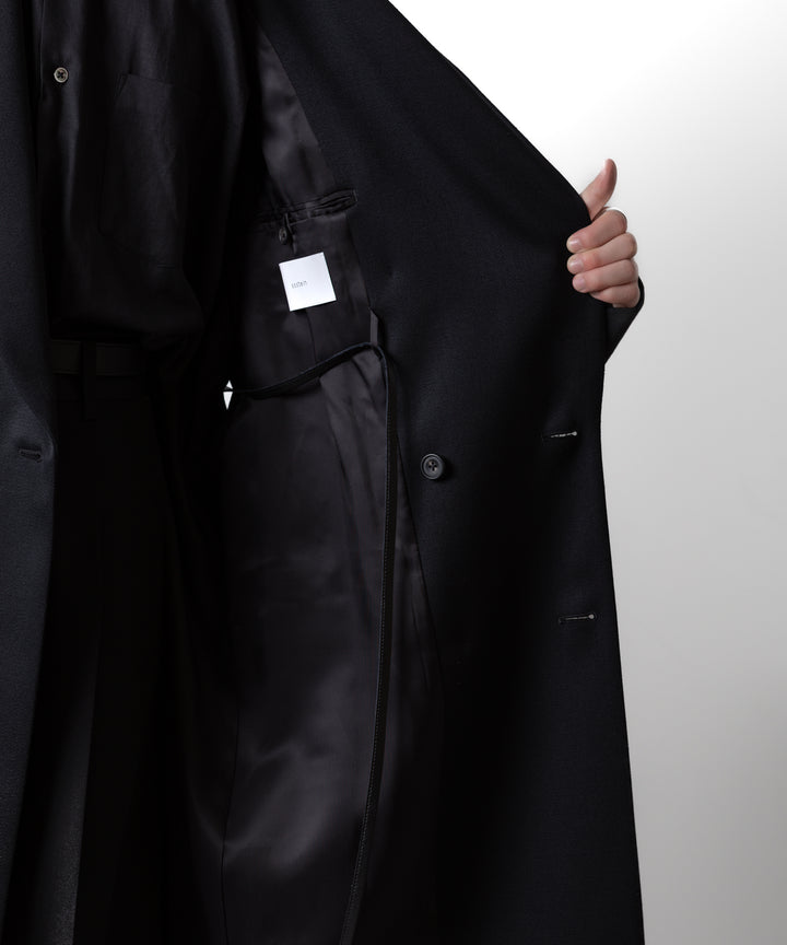 ssstein(シュタイン)のW/SI SATIN PEAK LAPEL LONG COAT - BLACKの公式通販サイトsession福岡セレクトショップ