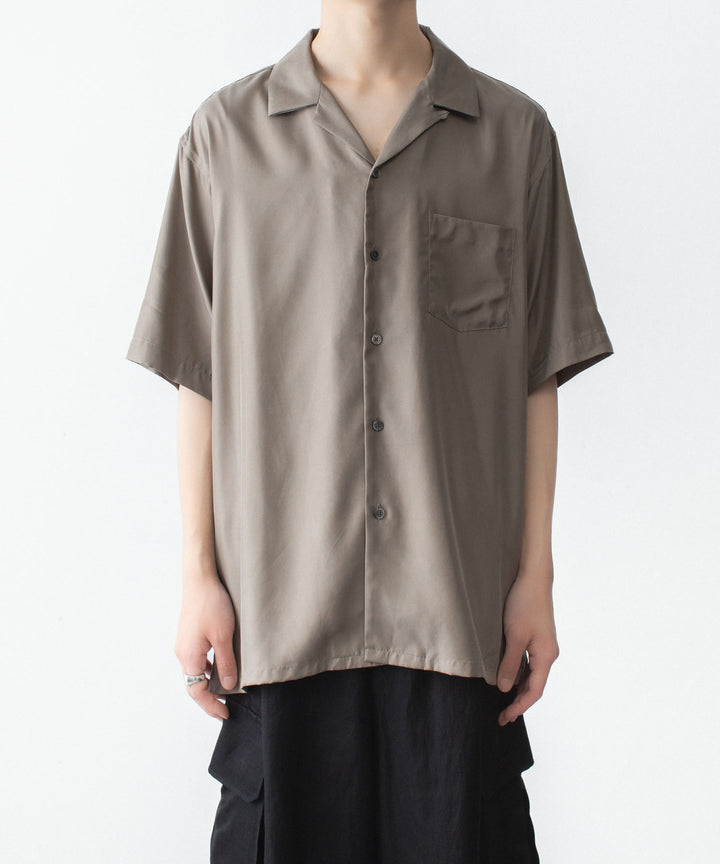 ssstein(シュタイン)のCUPRO TWILL OVERSIZED OPEN COLLAR SS SHIRT - TAUPEの公式通販サイトsession福岡セレクトショップ