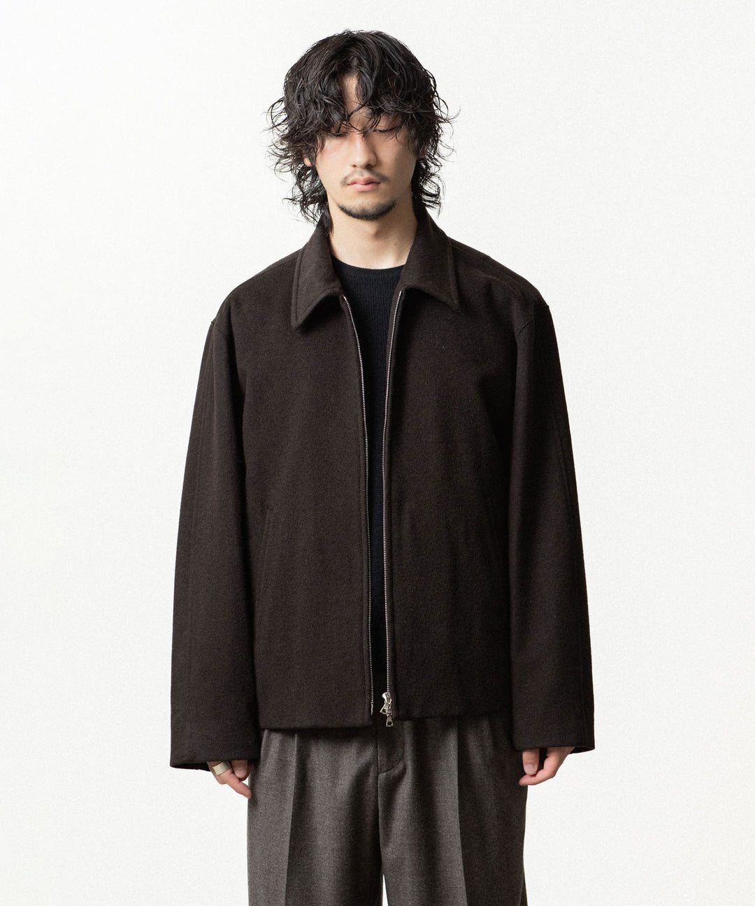 ssstein(シュタイン)のWOOL CASHMERE ZIP SHORT JACKET - DARK BROWNの公式通販サイトsession福岡セレクトショップ