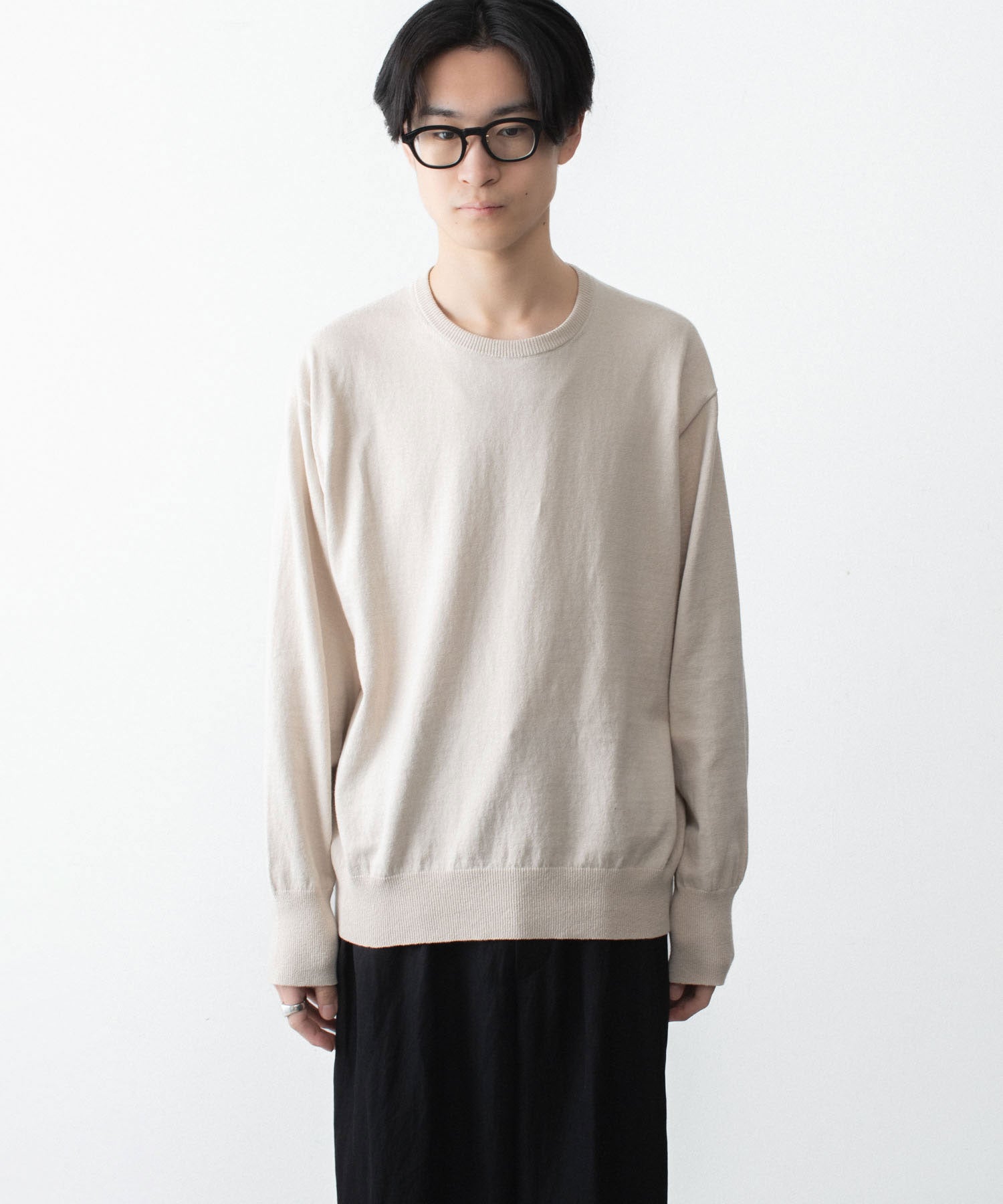 ssstein / シュタイン】ORGANIC COTTON KNIT CREW NECK LS - IVORY