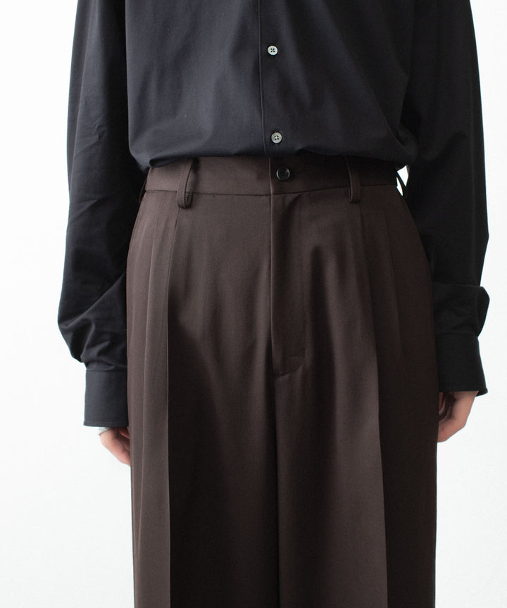 ssstein(シュタイン)のEASY LONG WIDE TROUSERS (2/90 WOOL GABARDINE) - DARK BROWNの公式通販サイトsession福岡セレクトショップ