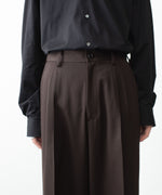 画像をギャラリービューアに読み込む, ssstein(シュタイン)のEASY LONG WIDE TROUSERS (2/90 WOOL GABARDINE) - DARK BROWNの公式通販サイトsession福岡セレクトショップ
