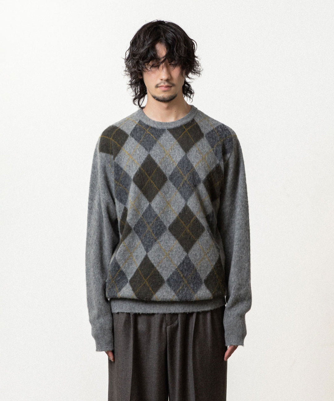 ssstein(シュタイン)のFINE WOOL ARGYLE KNIT CREW NECK LS - LIGHT GREY MULTIの公式通販サイトsession福岡セレクトショップ
