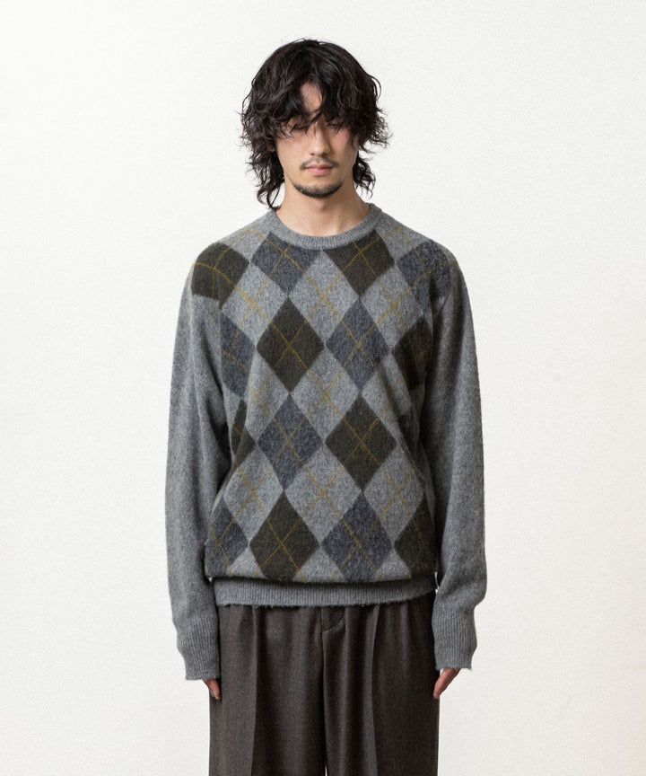 ssstein(シュタイン)のFINE WOOL ARGYLE KNIT CREW NECK LS - LIGHT GREY MULTIの公式通販サイトsession福岡セレクトショップ