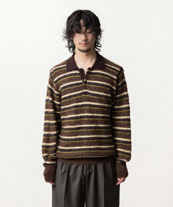 ssstein(シュタイン)の KID MOHAIR RIBBED KNIT POLO LS -  BROWN MULTIの公式通販サイトsession福岡セレクトショップ