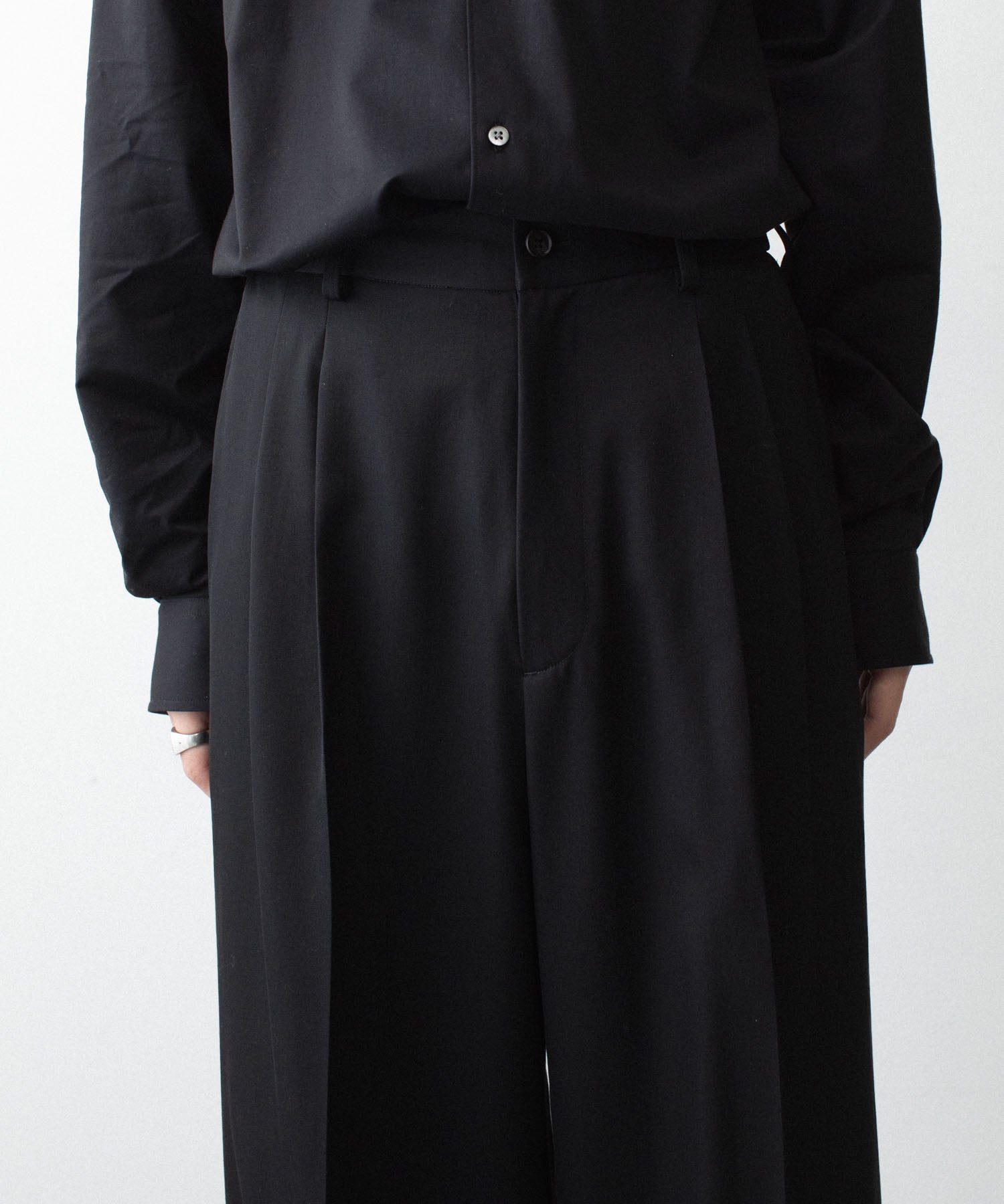 ssstein / シュタイン】EASY LONG WIDE TROUSERS (2/90 WOOL GABARDINE