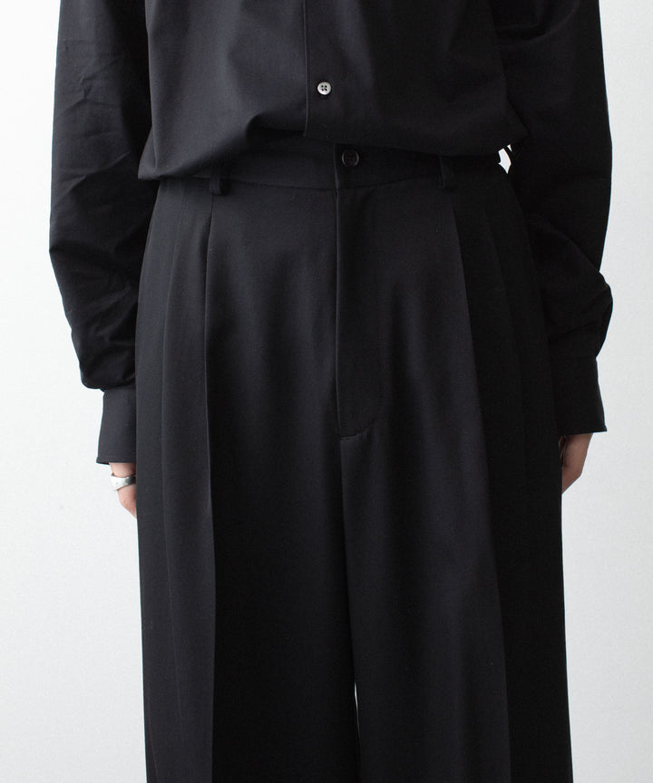 ssstein(シュタイン)のEASY LONG WIDE TROUSERS (2/90 WOOL GABARDINE) - BLACKの公式通販サイトsession福岡セレクトショップ