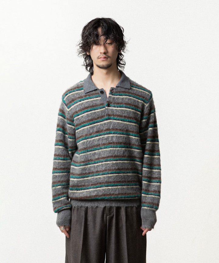 ssstein(シュタイン)の KID MOHAIR RIBBED KNIT POLO LS - GREY MULTIの公式通販サイトsession福岡セレクトショップ