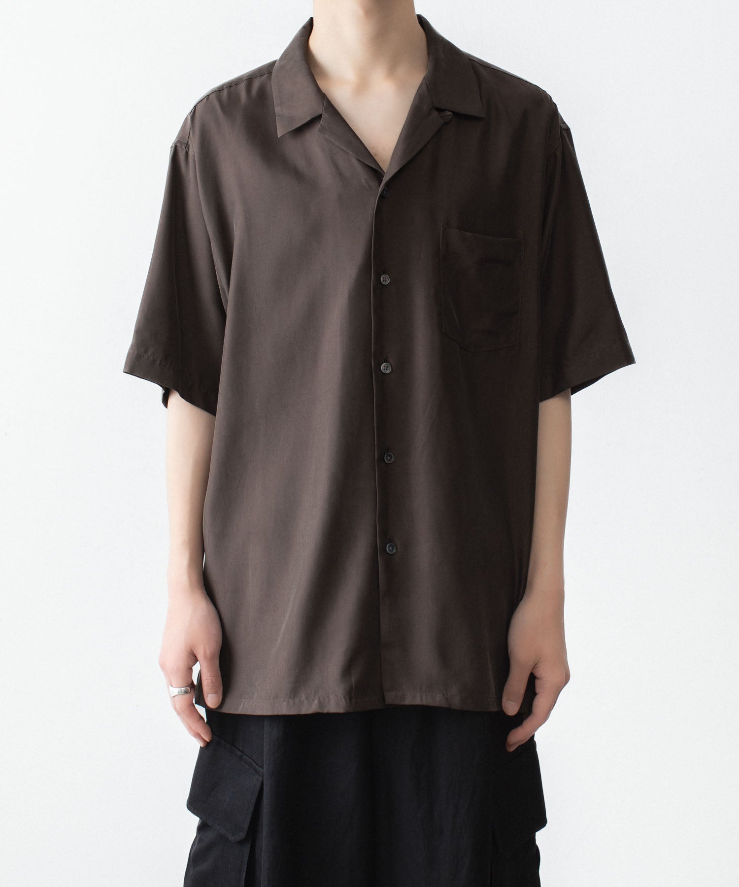 ssstein / シュタイン】CUPRO TWILL OVERSIZED OPEN COLLAR SS SHIRT