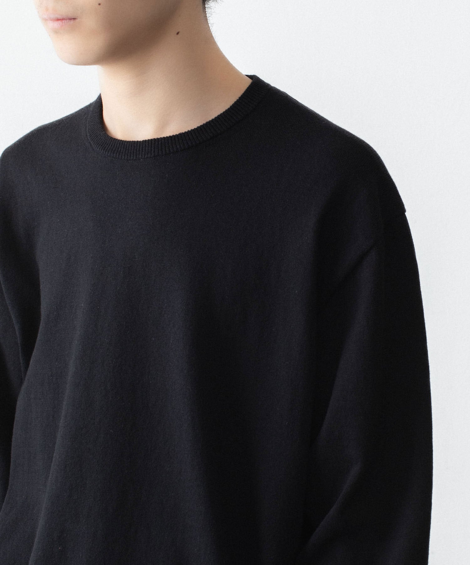 ssstein / シュタイン】ORGANIC COTTON KNIT CREW NECK LS - BLACK