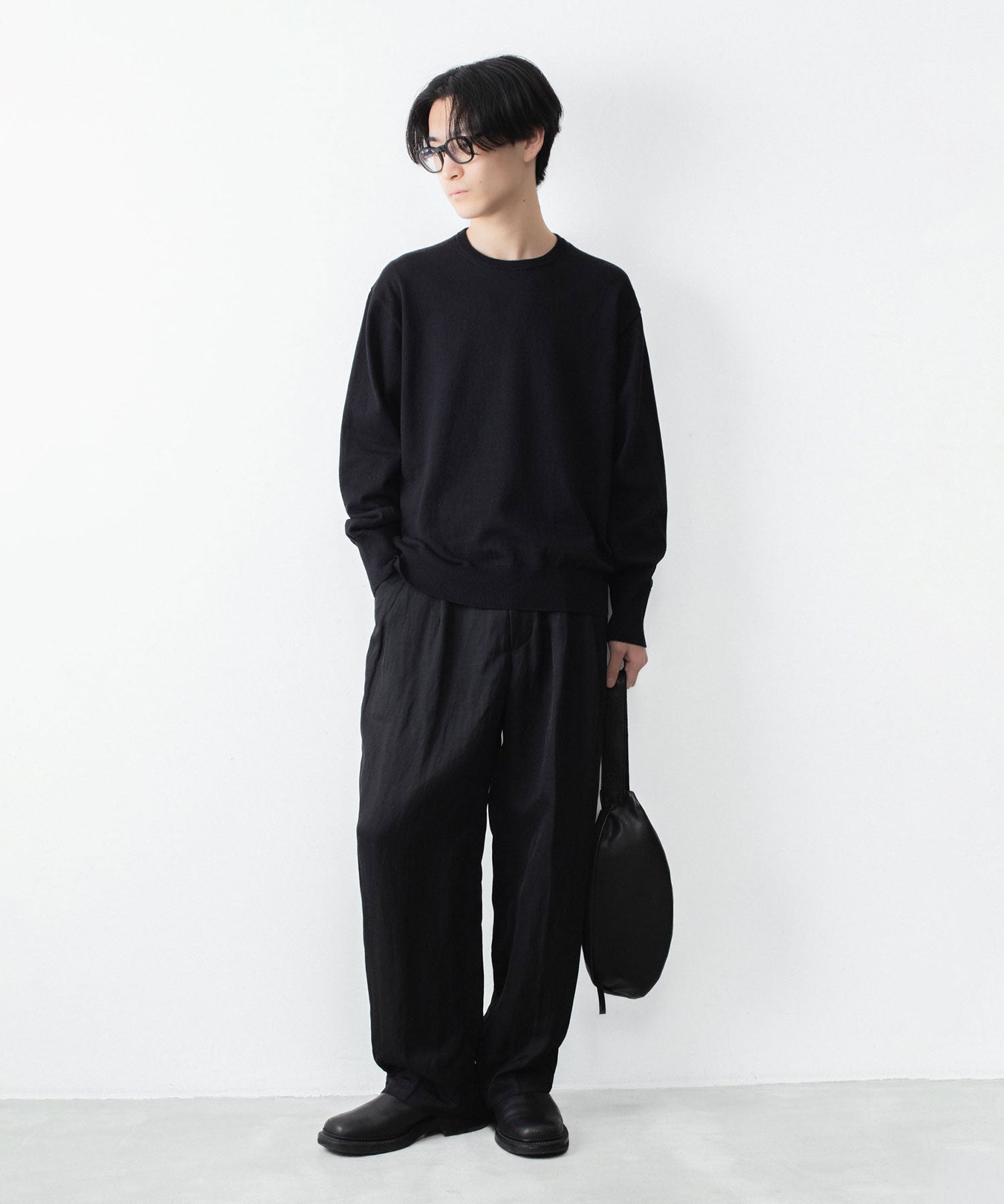 ssstein / シュタイン】ORGANIC COTTON KNIT CREW NECK LS - BLACK