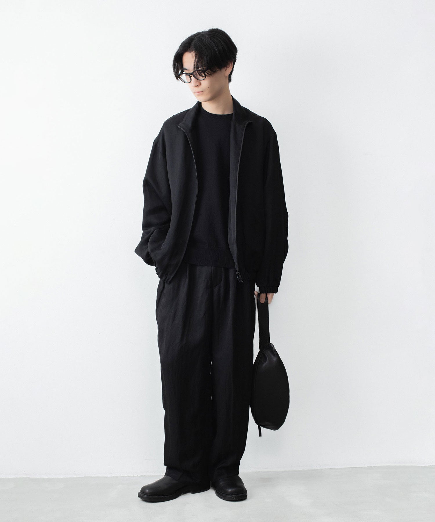 ssstein / シュタイン】ORGANIC COTTON KNIT CREW NECK LS - BLACK