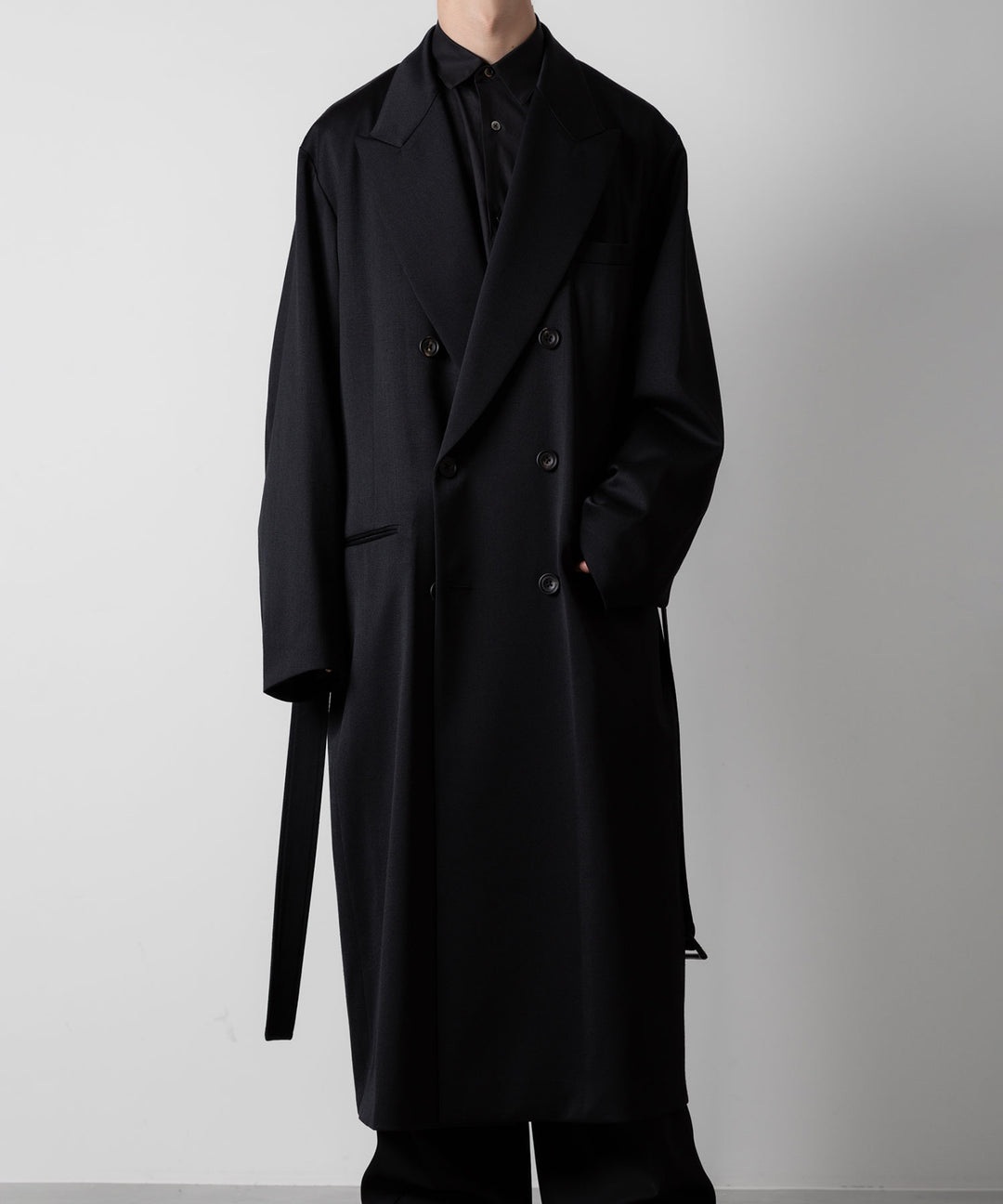ssstein(シュタイン)のW/SI SATIN PEAK LAPEL LONG COAT - BLACKの公式通販サイトsession福岡セレクトショップ