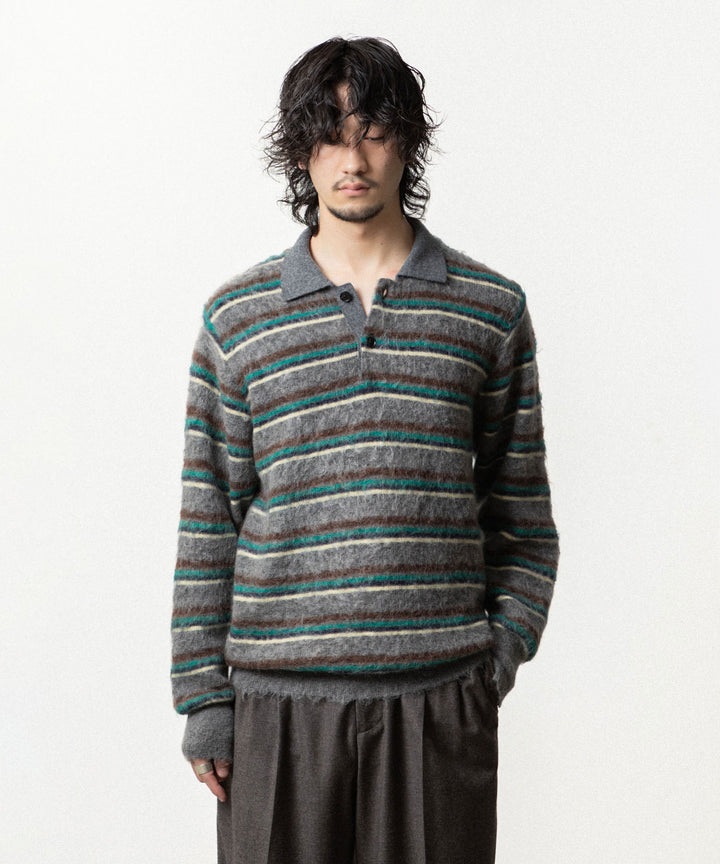 ssstein(シュタイン)の KID MOHAIR RIBBED KNIT POLO LS - GREY MULTIの公式通販サイトsession福岡セレクトショップ