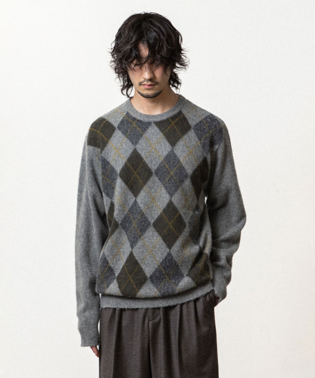 ssstein(シュタイン)のFINE WOOL ARGYLE KNIT CREW NECK LS - LIGHT GREY MULTIの公式通販サイトsession福岡セレクトショップ