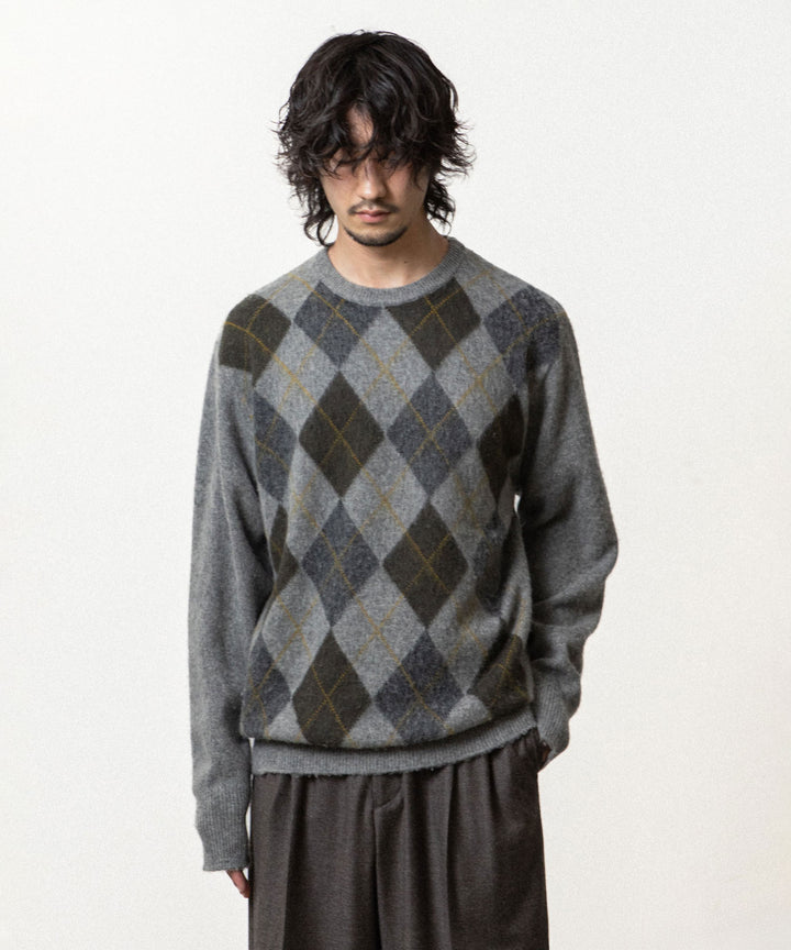 ssstein(シュタイン)のFINE WOOL ARGYLE KNIT CREW NECK LS - LIGHT GREY MULTIの公式通販サイトsession福岡セレクトショップ