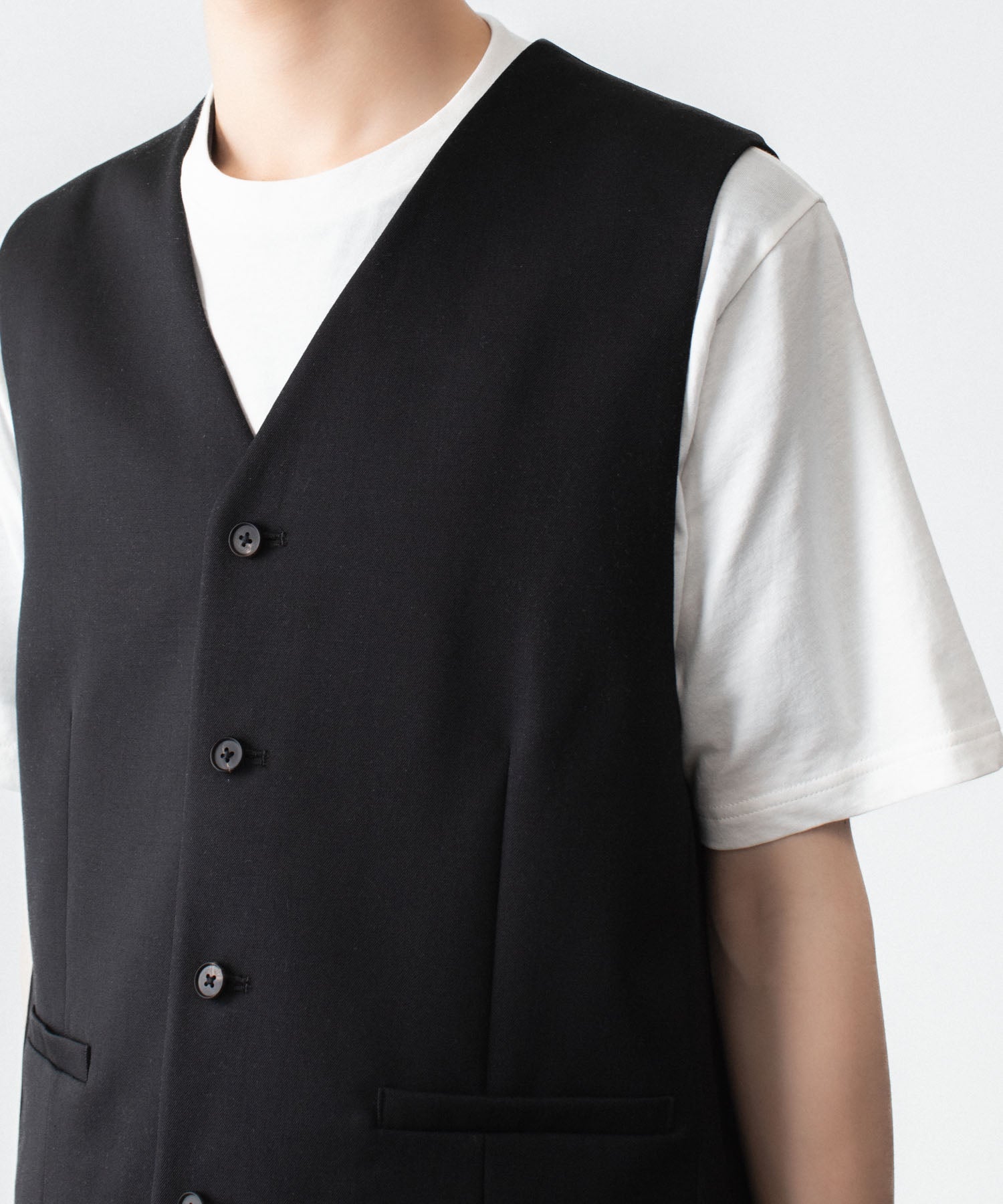 ssstein / シュタイン】WOOL GABARDINE BELTED VEST - BLACK | 公式