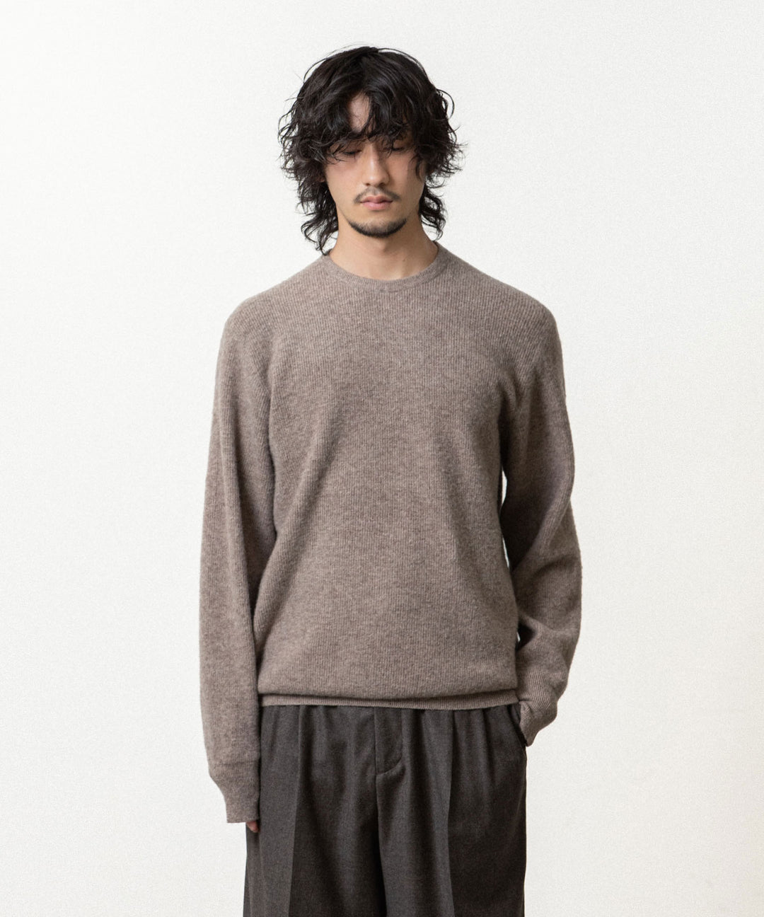 ssstein(シュタイン)のSUPER FINE WOOL MILLED KNIT CREW NECK LS - BEIGEの公式通販サイトsession福岡セレクトショップ