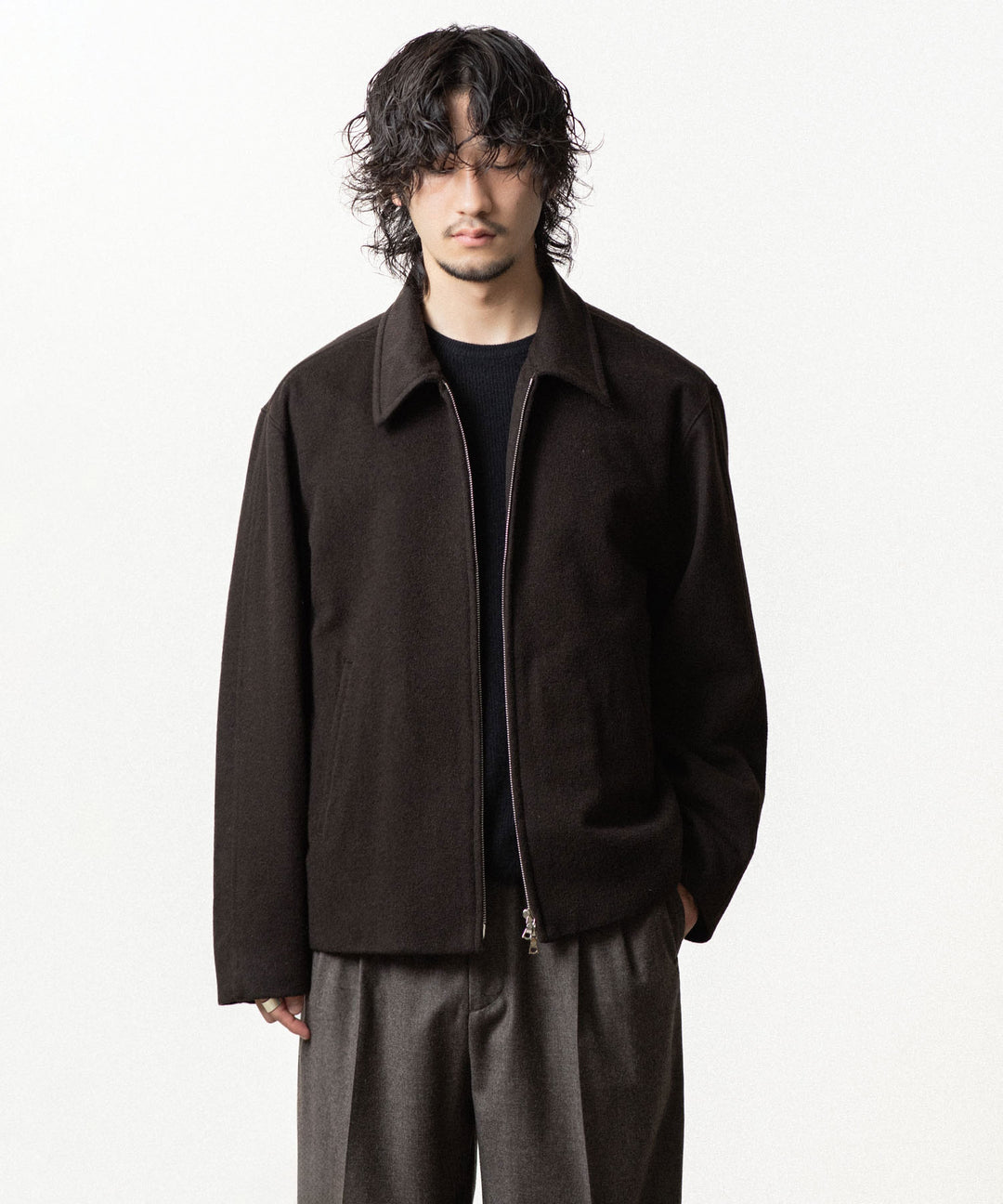 ssstein(シュタイン)のWOOL CASHMERE ZIP SHORT JACKET - DARK BROWNの公式通販サイトsession福岡セレクトショップ