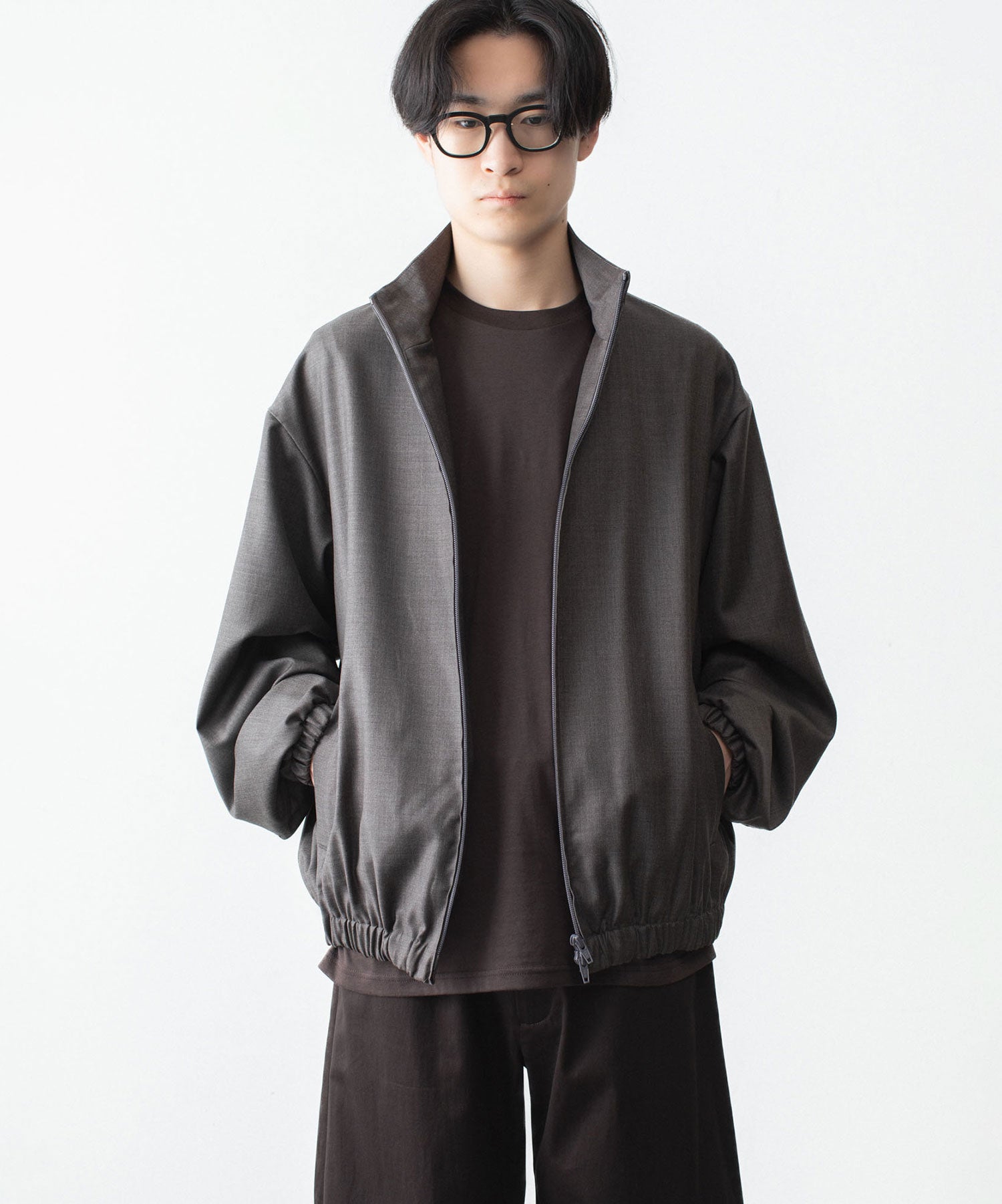 ssstein / シュタイン】EXTRA FINE WOOL SHIRRED LIGHT ZIP JACKET