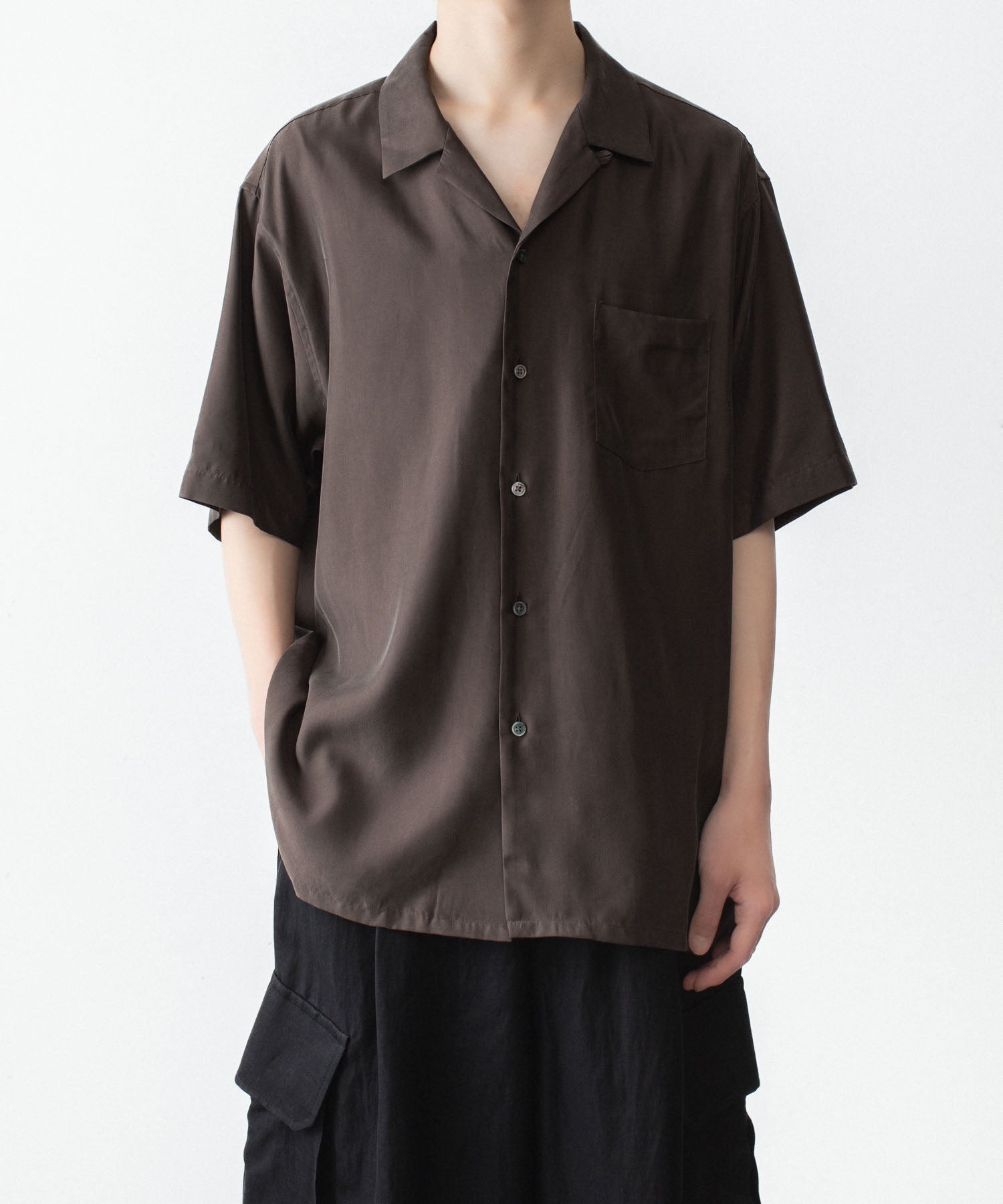m*l様 ssstein OversizedCuproOpenCollar Sh ssstein / シュタイン】CUPRO TWILL OVERSIZED OPEN COLLAR SS SHIRT