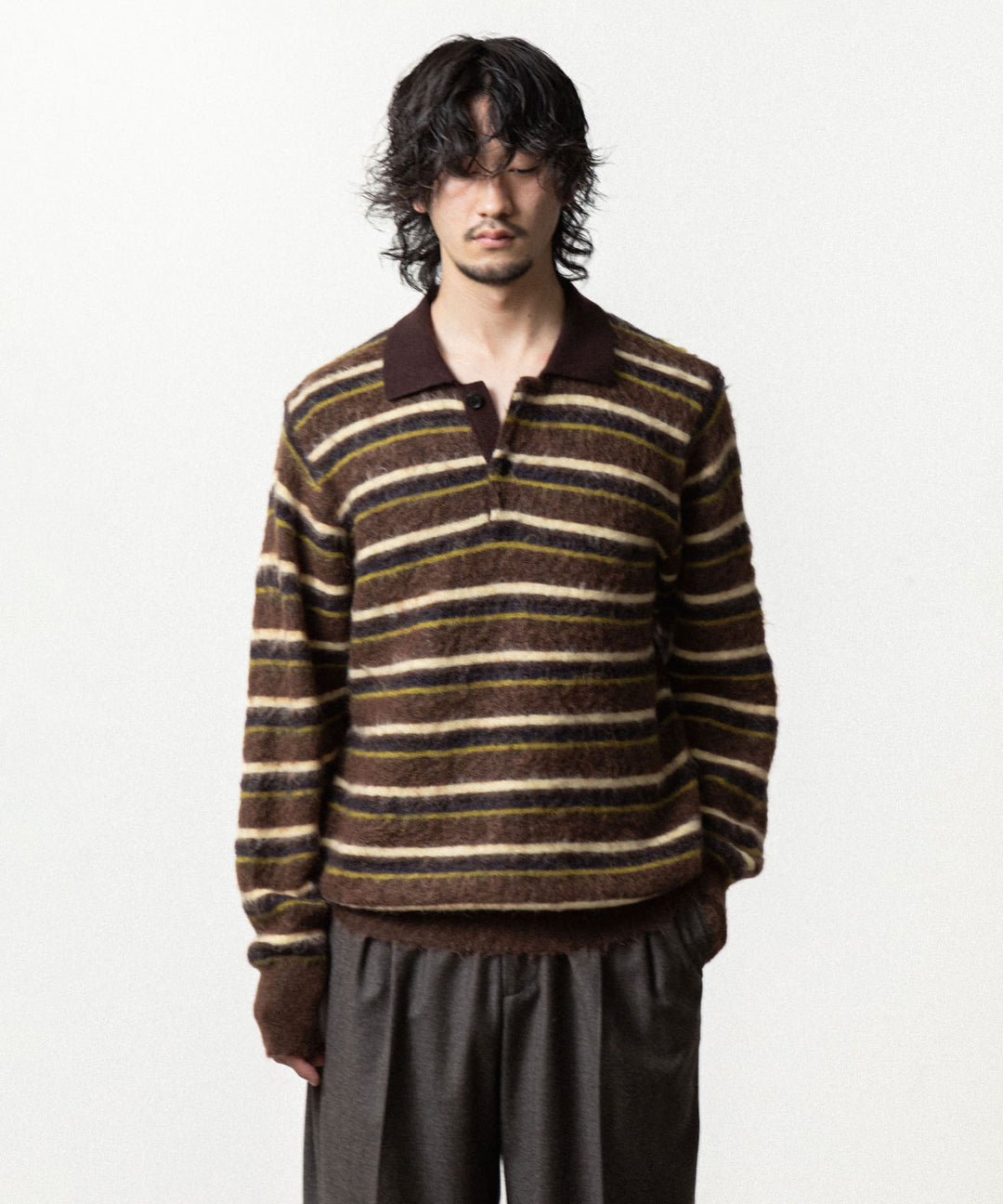 ssstein(シュタイン)の KID MOHAIR RIBBED KNIT POLO LS -  BROWN MULTIの公式通販サイトsession福岡セレクトショップ