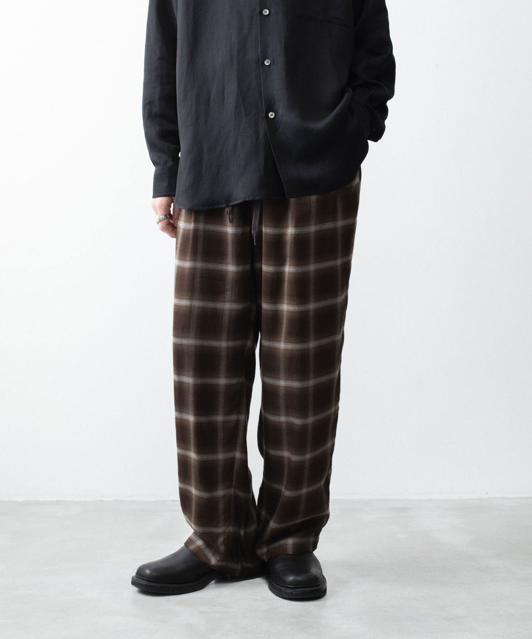 ssstein(シュタイン)のLY/VIS CHECK WIDE EASY TROUSERS - BROWN OMBREの公式通販サイトsession福岡セレクトショップ
