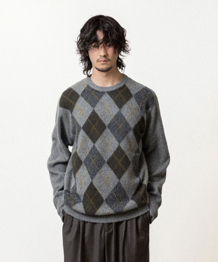 ssstein(シュタイン)のFINE WOOL ARGYLE KNIT CREW NECK LS - LIGHT GREY MULTIの公式通販サイトsession福岡セレクトショップ