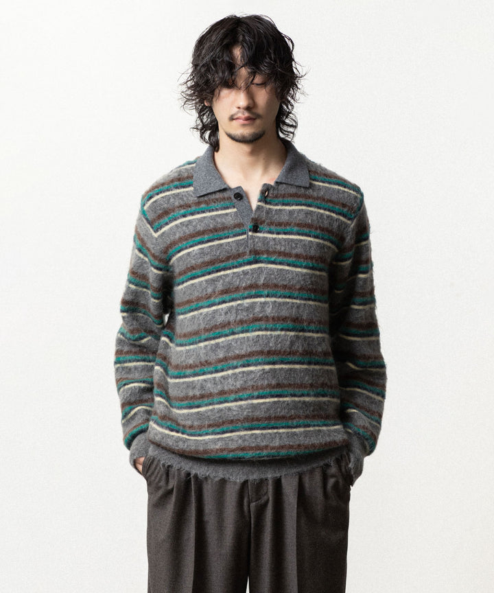 ssstein(シュタイン)の KID MOHAIR RIBBED KNIT POLO LS - GREY MULTIの公式通販サイトsession福岡セレクトショップ