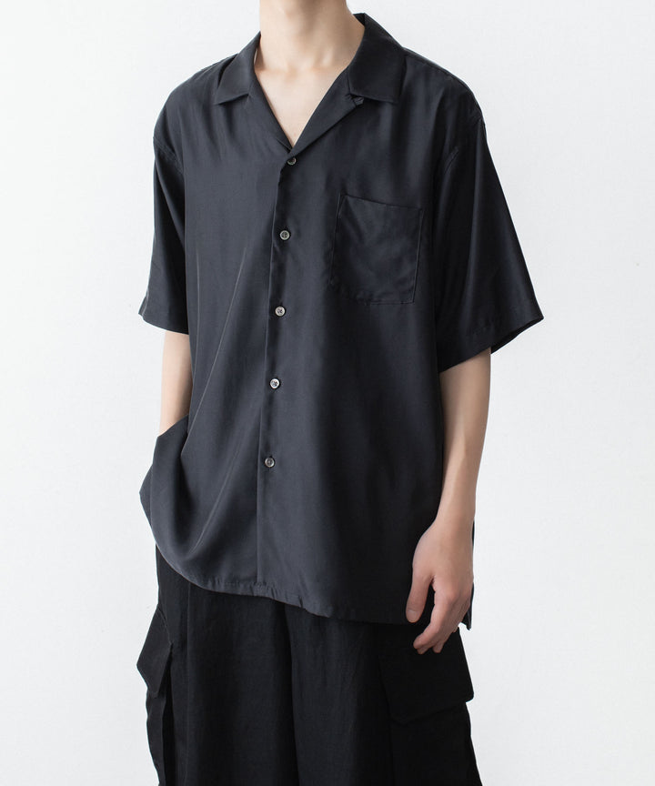 ssstein(シュタイン)のCUPRO TWILL OVERSIZED OPEN COLLAR SS SHIRT - BLACKの公式通販サイトsession福岡セレクトショップ