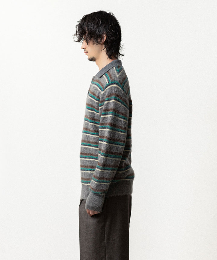 ssstein(シュタイン)の KID MOHAIR RIBBED KNIT POLO LS - GREY MULTIの公式通販サイトsession福岡セレクトショップ