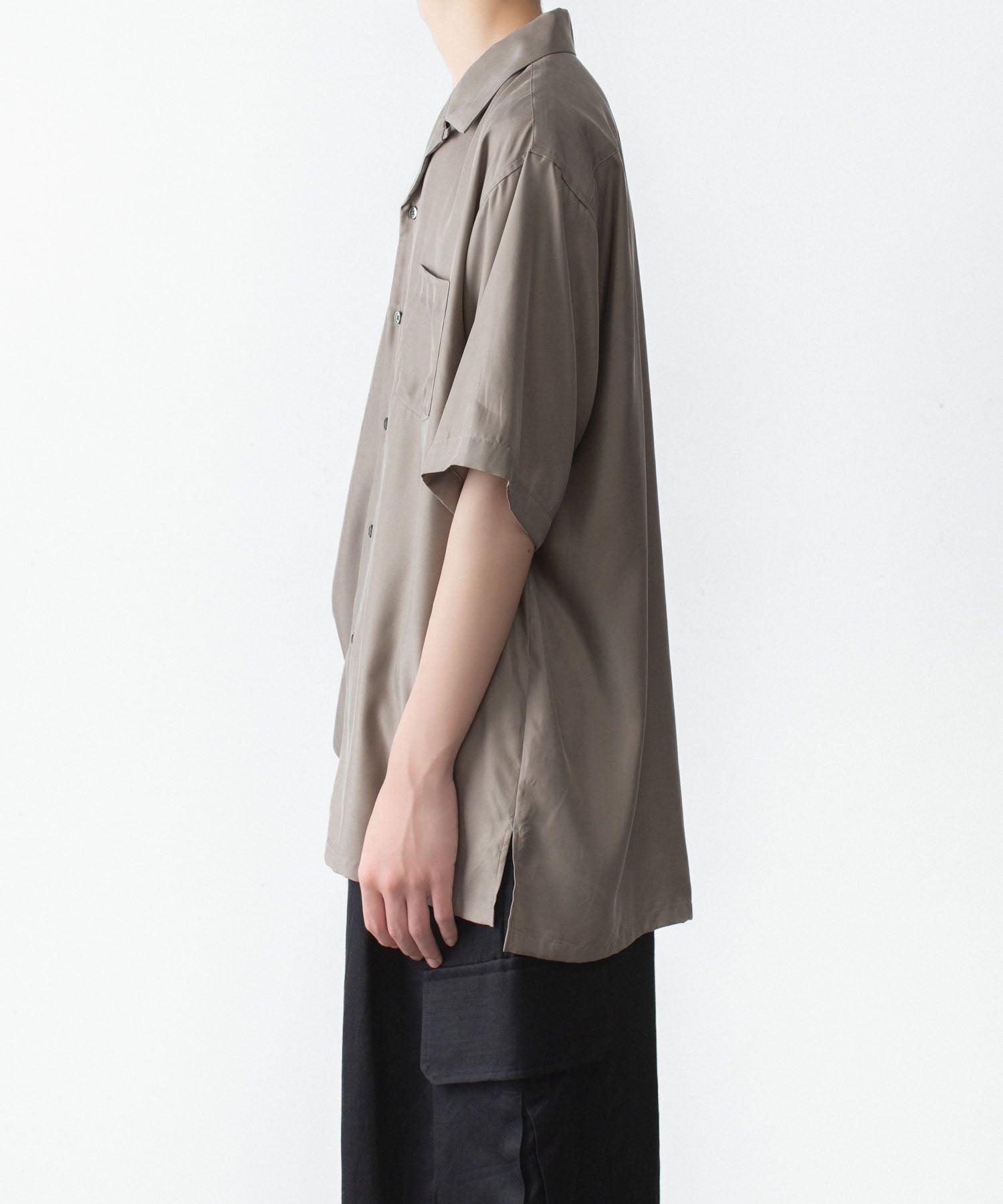 ssstein / シュタイン】CUPRO TWILL OVERSIZED OPEN COLLAR SS SHIRT