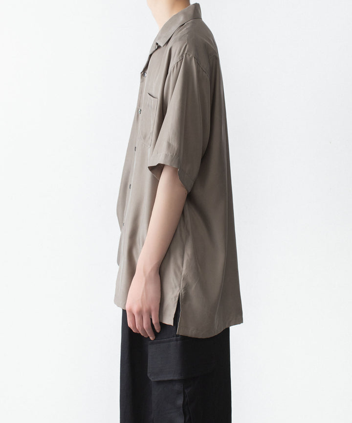 ssstein(シュタイン)のCUPRO TWILL OVERSIZED OPEN COLLAR SS SHIRT - TAUPEの公式通販サイトsession福岡セレクトショップ