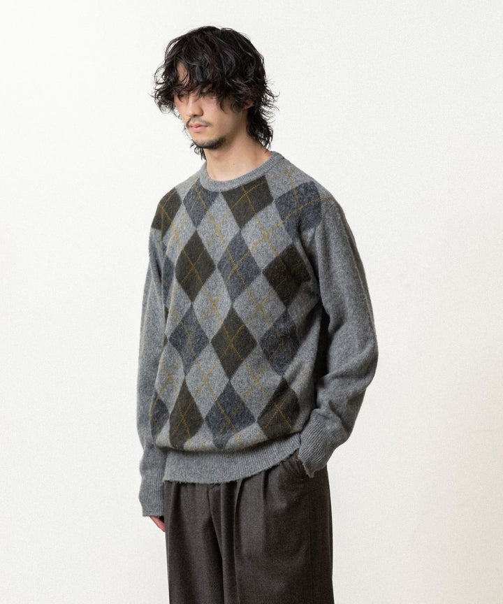 ssstein(シュタイン)のFINE WOOL ARGYLE KNIT CREW NECK LS - LIGHT GREY MULTIの公式通販サイトsession福岡セレクトショップ