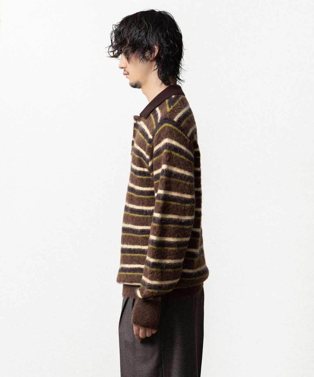 ssstein(シュタイン)の KID MOHAIR RIBBED KNIT POLO LS -  BROWN MULTIの公式通販サイトsession福岡セレクトショップ