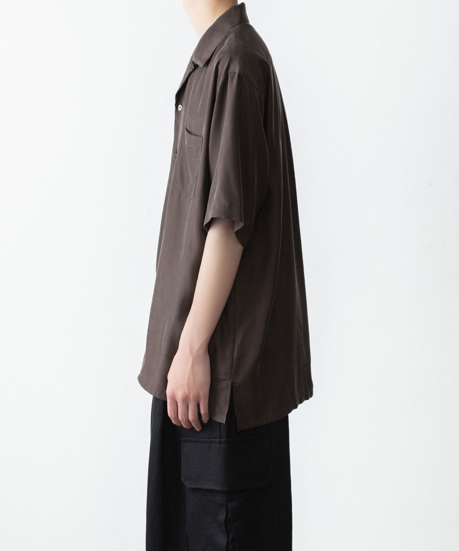 ssstein / シュタイン】CUPRO TWILL OVERSIZED OPEN COLLAR SS SHIRT