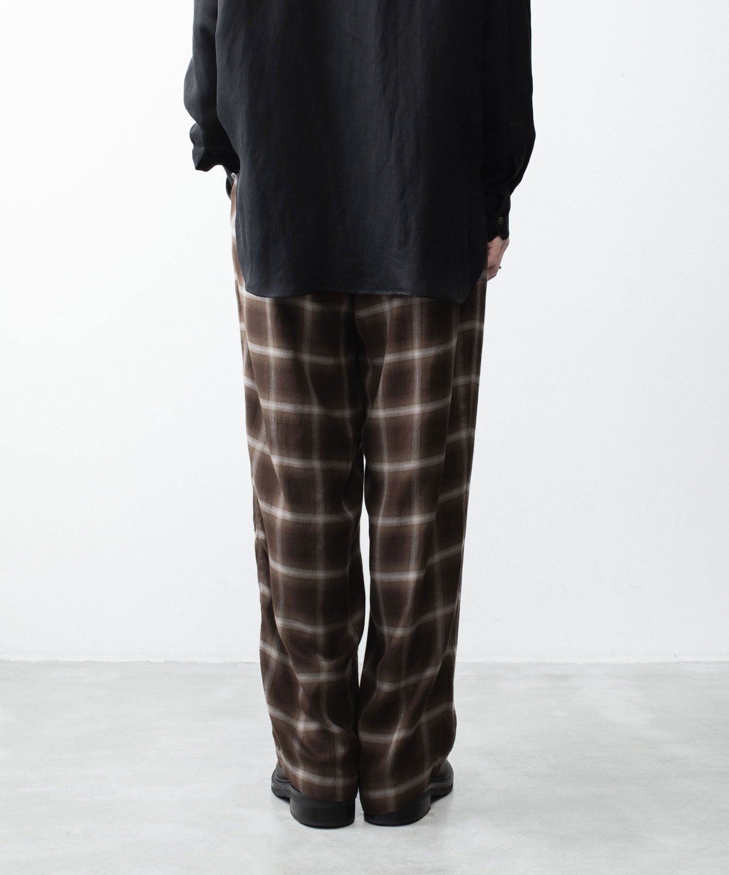 ssstein / シュタイン】LY/VIS CHECK WIDE EASY TROUSERS - BROWN
