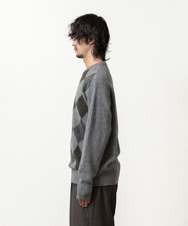 ssstein(シュタイン)のFINE WOOL ARGYLE KNIT CREW NECK LS - LIGHT GREY MULTIの公式通販サイトsession福岡セレクトショップ