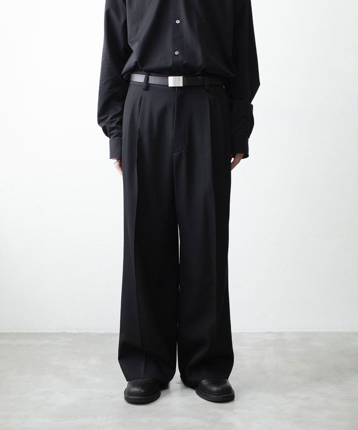 ssstein 25AW FLARE TROUSERS ブラック M ssstein / シュタイン】EASY LONG WIDE TROUSERS (2/90 WOOL GABARDINE
