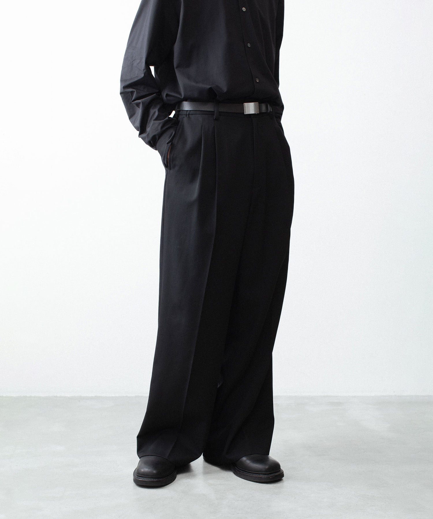 ssstein / シュタイン】EASY LONG WIDE TROUSERS (2/90 WOOL GABARDINE