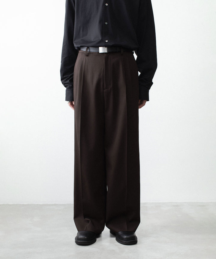 ssstein(シュタイン)のEASY LONG WIDE TROUSERS (2/90 WOOL GABARDINE) - DARK BROWNの公式通販サイトsession福岡セレクトショップ